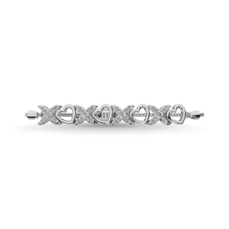 Ladies bracelets leaf shape bracelets-Diamond 1/6 ct tw Bolo Bracelet in Sterling Silver