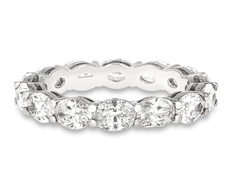 ladies ring filigree pearl-Oval Diamond Eternity Band, 3.43 Carats