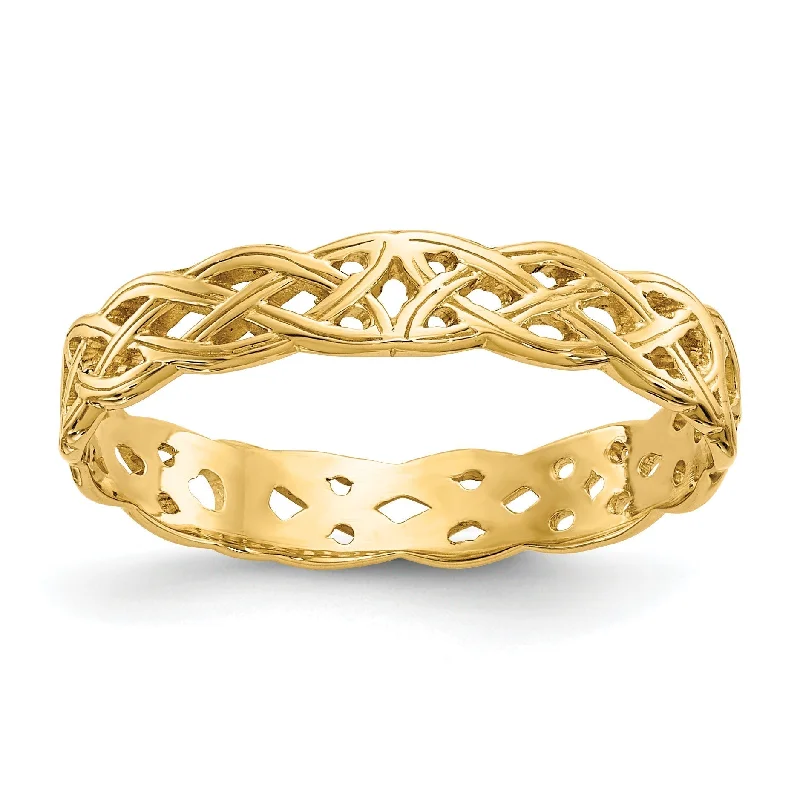 ladies ring elegant halo-14k Yellow Gold Celtic Knot Band