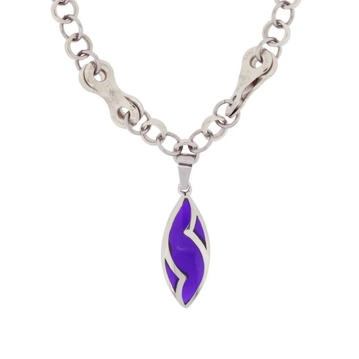 Ladies necklaces aquamarine blue styles-Stainless Steel Purple Pendant Necklace