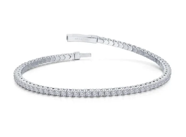 Ladies bracelets organic shape designs-Sterling Silver 2.85 CTW Flexible Simulated Diamond Tennis Bracelet by Lafonn