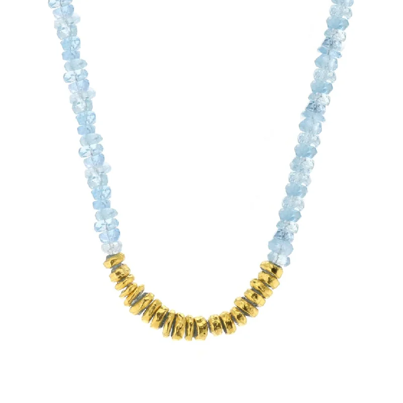 Ladies necklaces nameplate style designs-18" 24K Aquamarine Necklace | M10272506