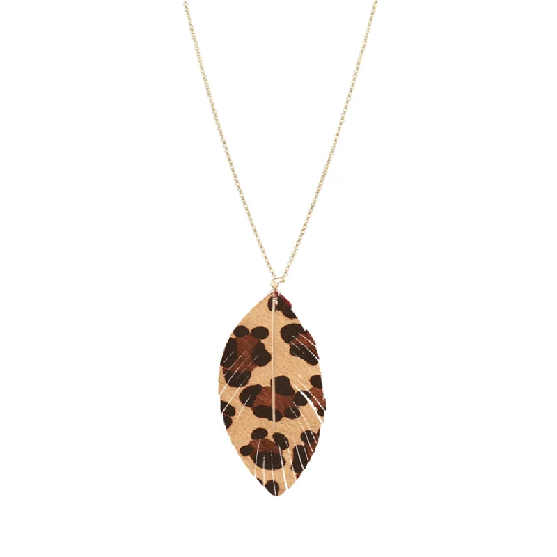 Ladies necklaces wide pendant designs-Leopard Heather Necklace