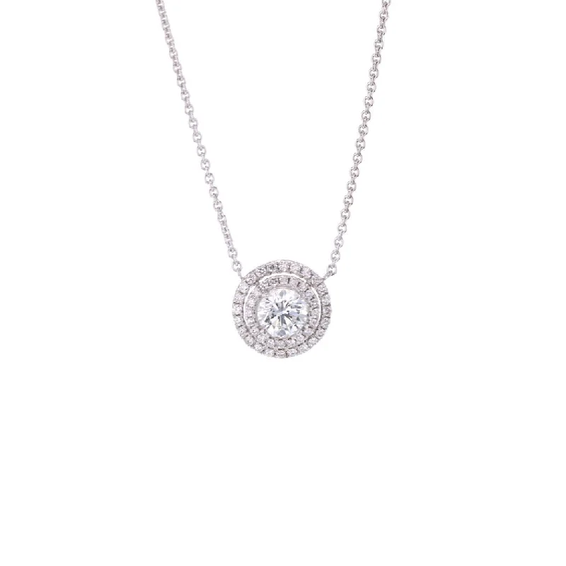 Ladies necklaces one-off design necklaces-1.25 ct Diamond with 0.44ctw Double Halo Diamond Pendant Necklace