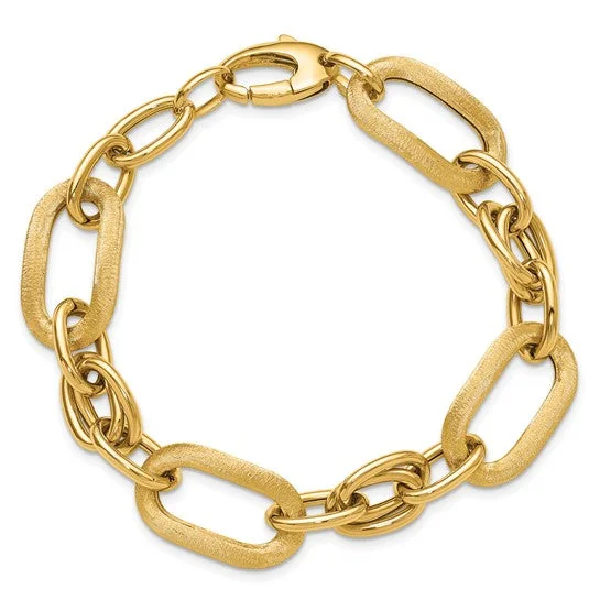 Ladies bracelets tapered band bracelets-14k Yellow Gold Polished/Satin Fancy Link Bracelet