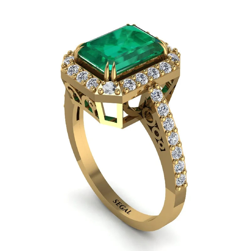 ladies engagement ring timeless black friday-Emerald Cut Emerald Vintage-Inspired Engagement Ring - Addilyn No. 4