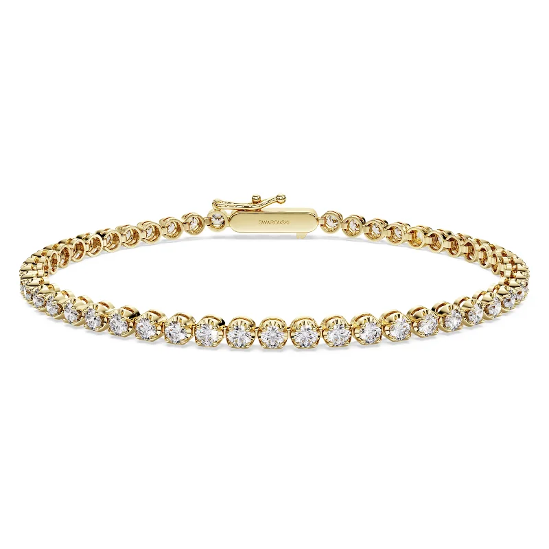 Ladies bracelets generational gift picks-Swarovski Diamond Eternity Tennis Bracelet 14K Yellow Gold 2.50 Carats tw