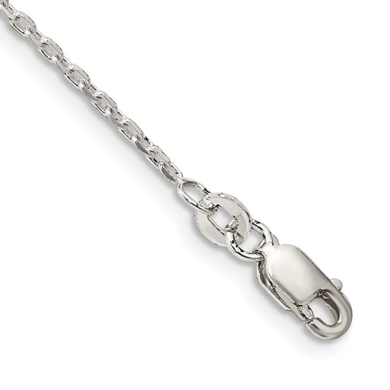 Ladies bracelets soft curve bracelets-Sterling Silver 1.5mm Beveled Oval Cable Chain Bracelet