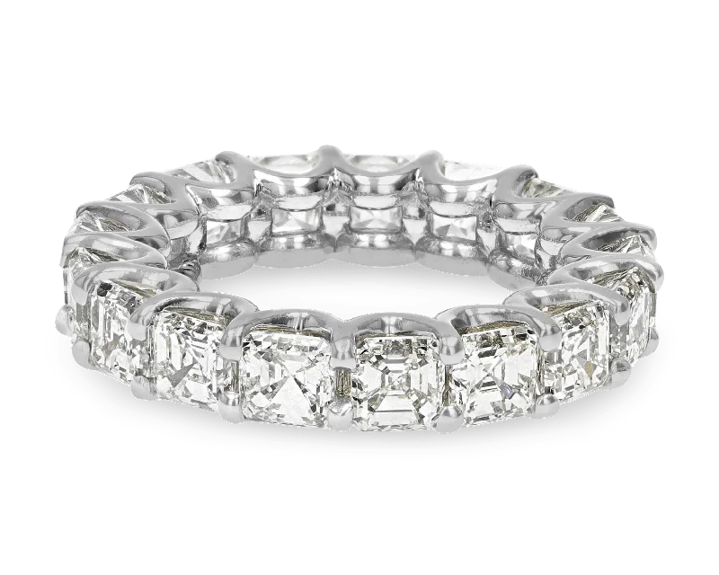 ladies ring matte cyber monday-Asscher-Cut Diamond Eternity Band, 6.81 Carats