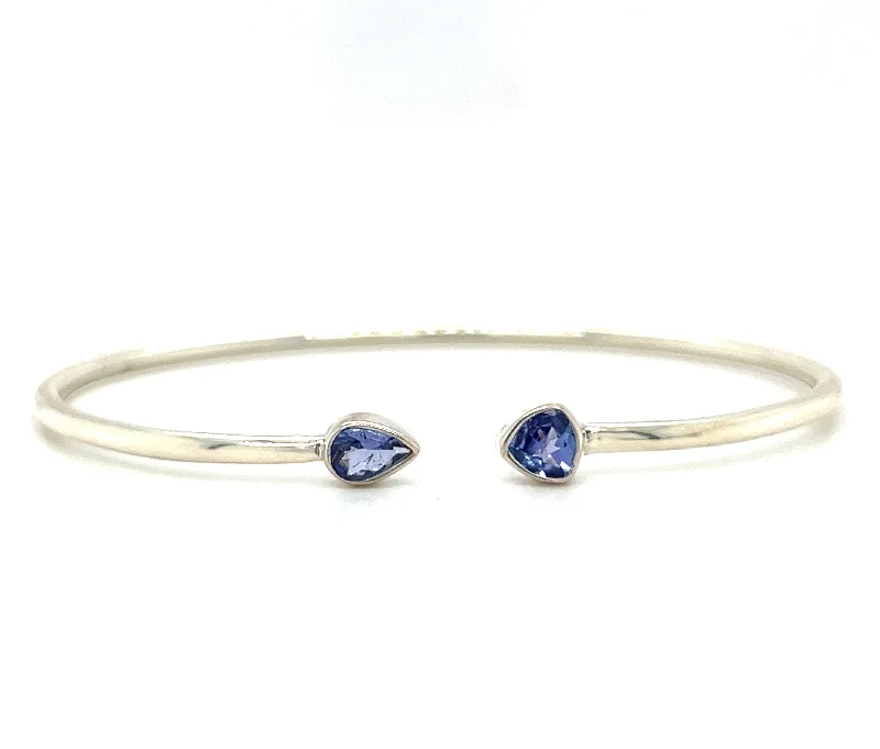 Ladies bracelets steampunk vibe designs-Sterling Silver Tanzanite Bangle Bracelet