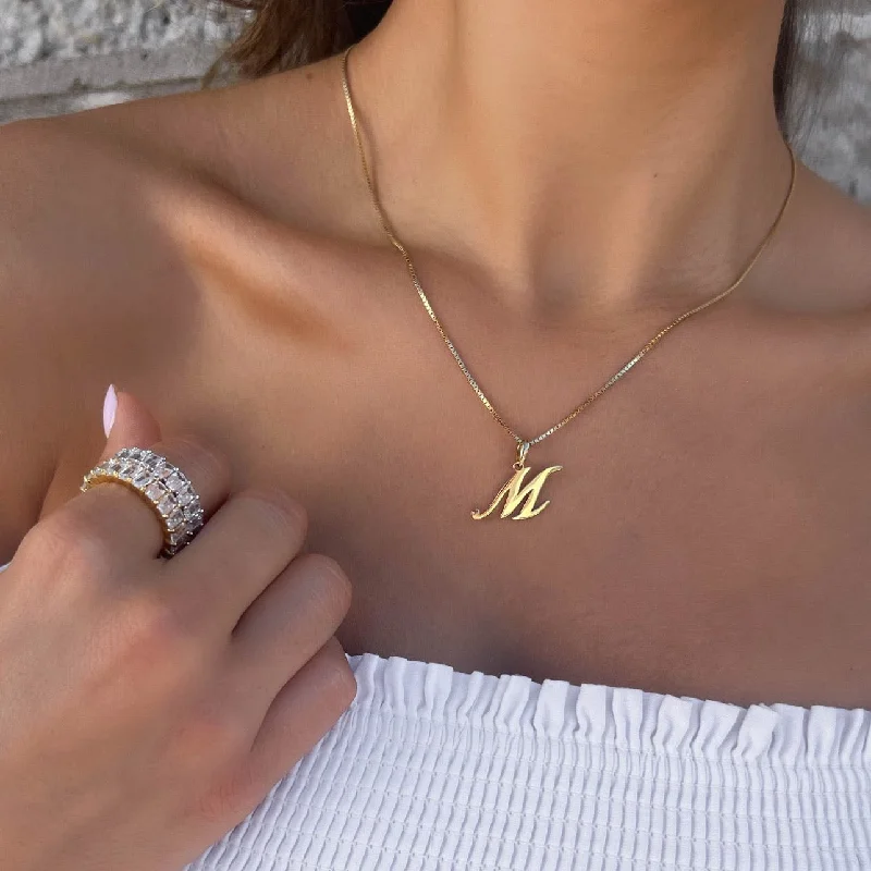 Ladies necklaces sterling silver options-Small Script Initial Necklace