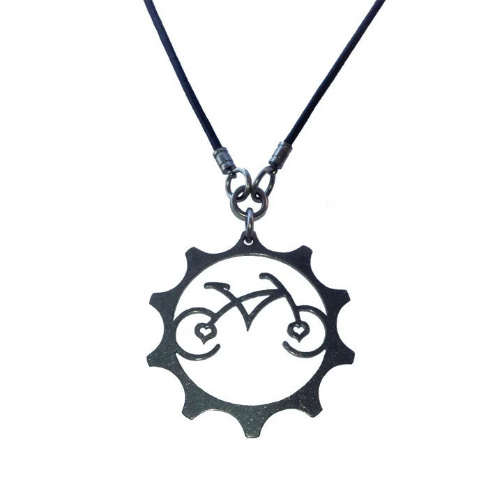 Ladies necklaces ethnic pattern designs-Stainless Steel Heart Bicycle Necklace - Wholesale