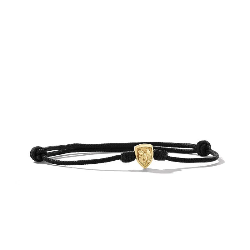 Ladies bracelets festive season styles-David Yurman St. Michael Black Cord Bracelet with 18K Yellow Gold