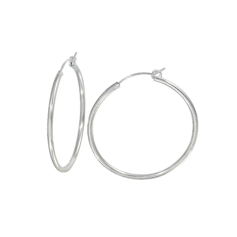 ladies earrings name onyx-High Polished 925 Sterling Silver Hoop Earrings Rounded Hinge 3.6mm - HP01-3