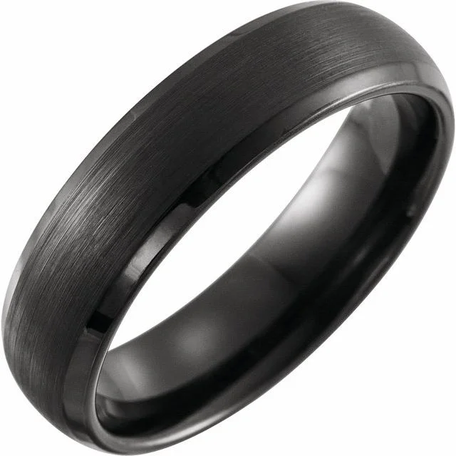 ladies ring romantic black diamond-Black PVD Tungsten 6 mm Beveled-Edge Band