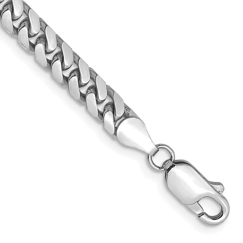 Ladies bracelets geometric shape styles-14K White Gold 4.3mm Solid Miami Cuban Link with Lobster Clasp Bracelet