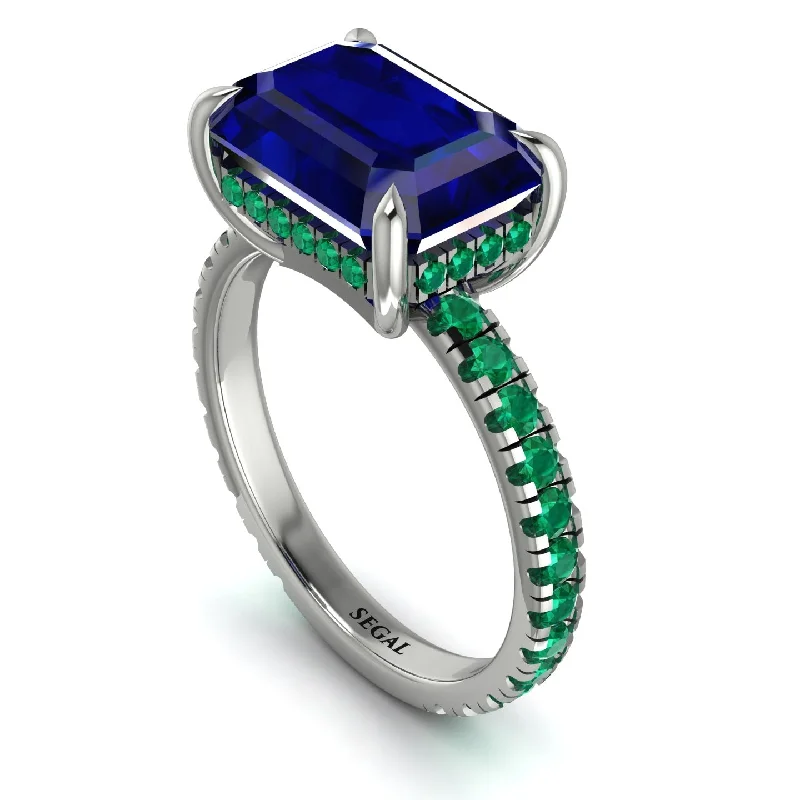 ladies engagement ring summer seasonal-Emerald-Cut Sapphire Pavé Engagement Ring - Daphne No. 30