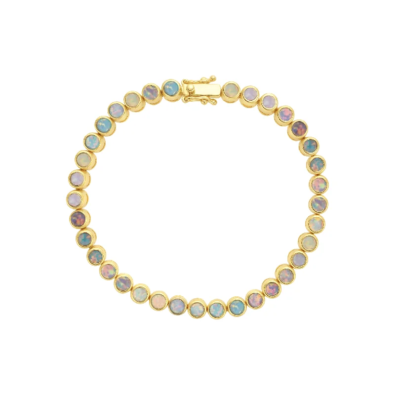 Ladies bracelets signature piece designs-Pastel Opal Ombre Tennis Bracelet