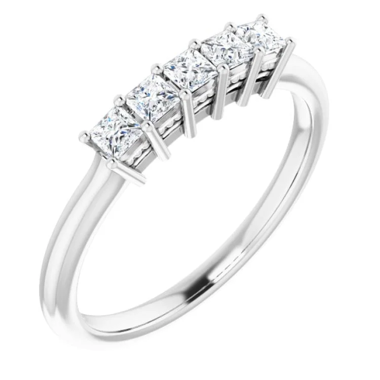 ladies ring trillion cut topaz-14K White 1/3 CTW Natural Diamond Anniversary Band