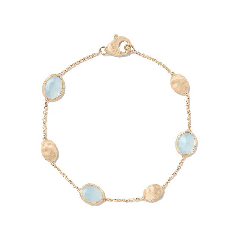 Ladies bracelets pave set designs-Marco Bicego 18K Yellow Gold Siviglia Aquamarine & Gold Bracelet