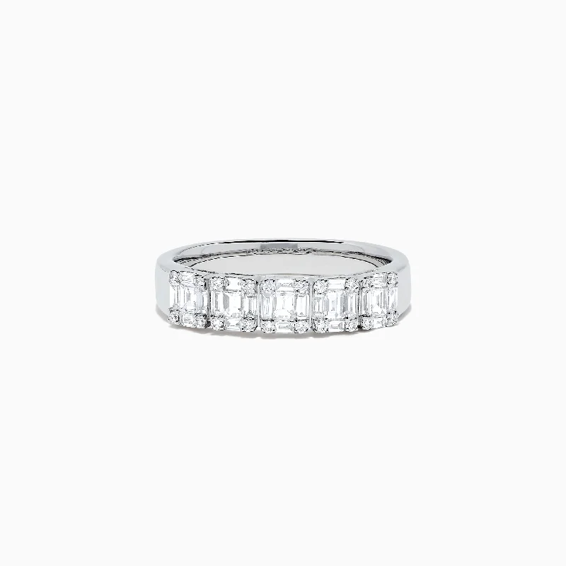 ladies ring delicate emerald cut-Classique 14K White Gold Diamond Band, 0.65 TCW