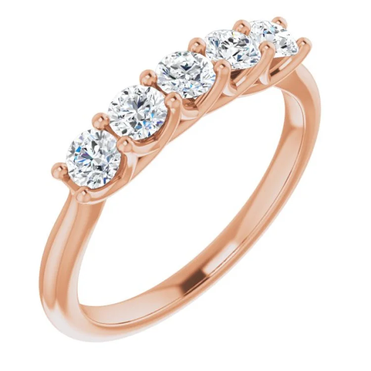 ladies ring custom multi-stone-14K Rose 5/8 CTW Natural Diamond Anniversary Band