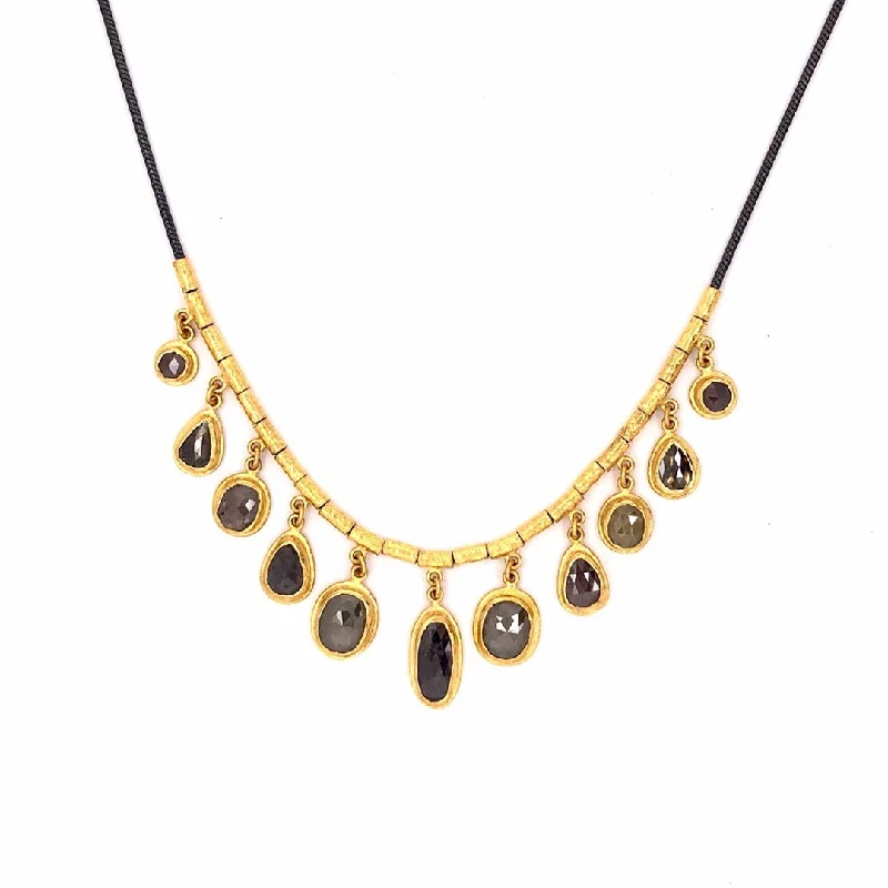 Ladies necklaces girlfriend surprise picks-24K 13.90 ctw Black Diamond Necklace