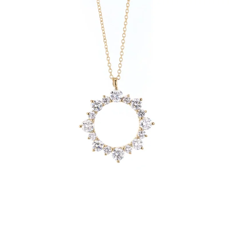 Ladies necklaces pastel tone styles-2.40 ctw Diamond Open Circle Pendant Necklace