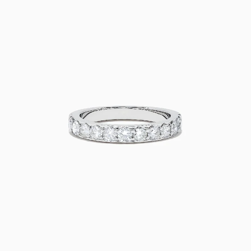 ladies ring tropical valentine’s-Bridal 14K White Gold Prong Set Diamond Band, 0.98 TCW