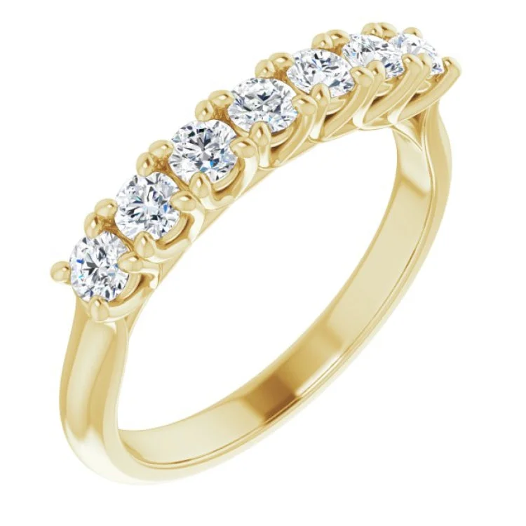 ladies ring premium three stone-14K Yellow 1/2 CTW Natural Diamond Seven-Stone Anniversary Band