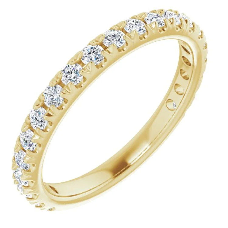 ladies ring vintage moonstone-14K Yellow 5/8 CTW Natural Diamond French-Set Anniversary Band