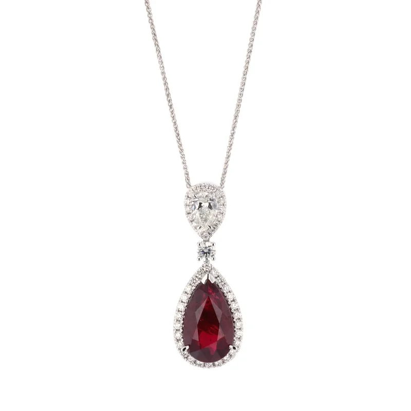 Ladies necklaces tribal pattern designs-Ruby & Diamond Pendant Necklace