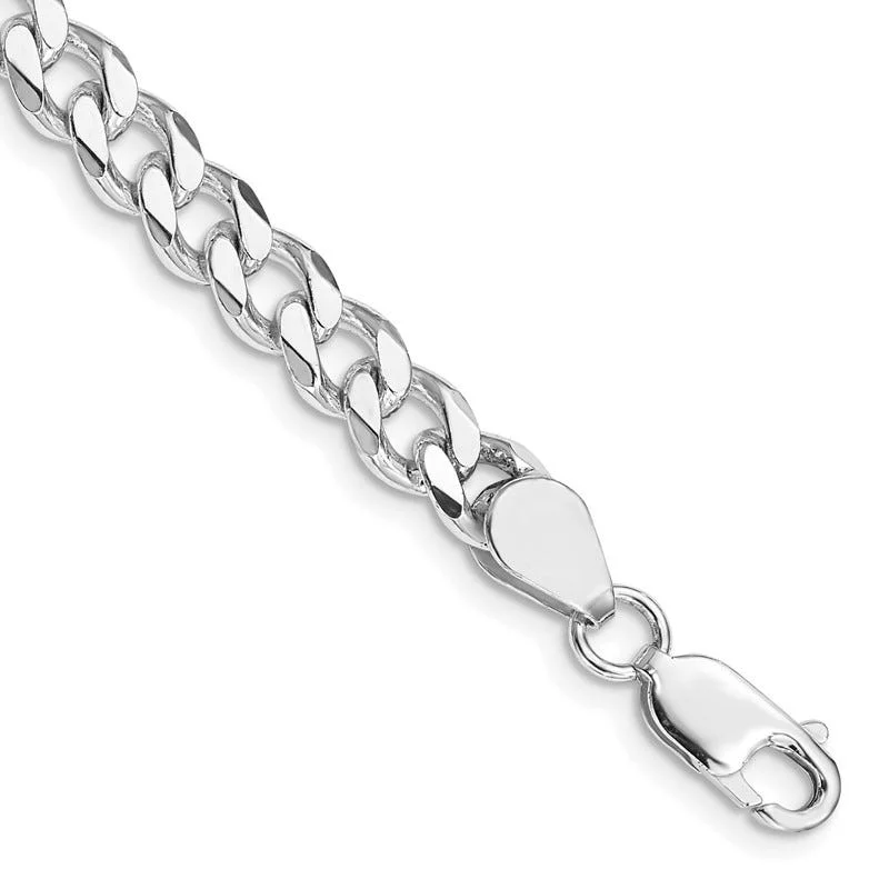 Ladies bracelets futuristic design styles-Sterling Silver Rhodium-plated 7mm Curb Chain Bracelet