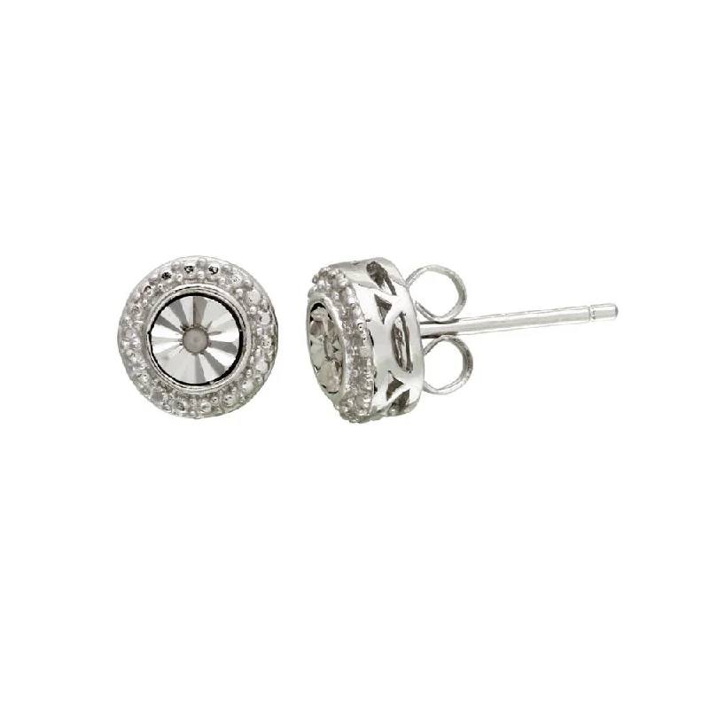 ladies earrings animal yellow topaz-Rhodium Plated 925 Sterling Silver Round Earrings - STE01110