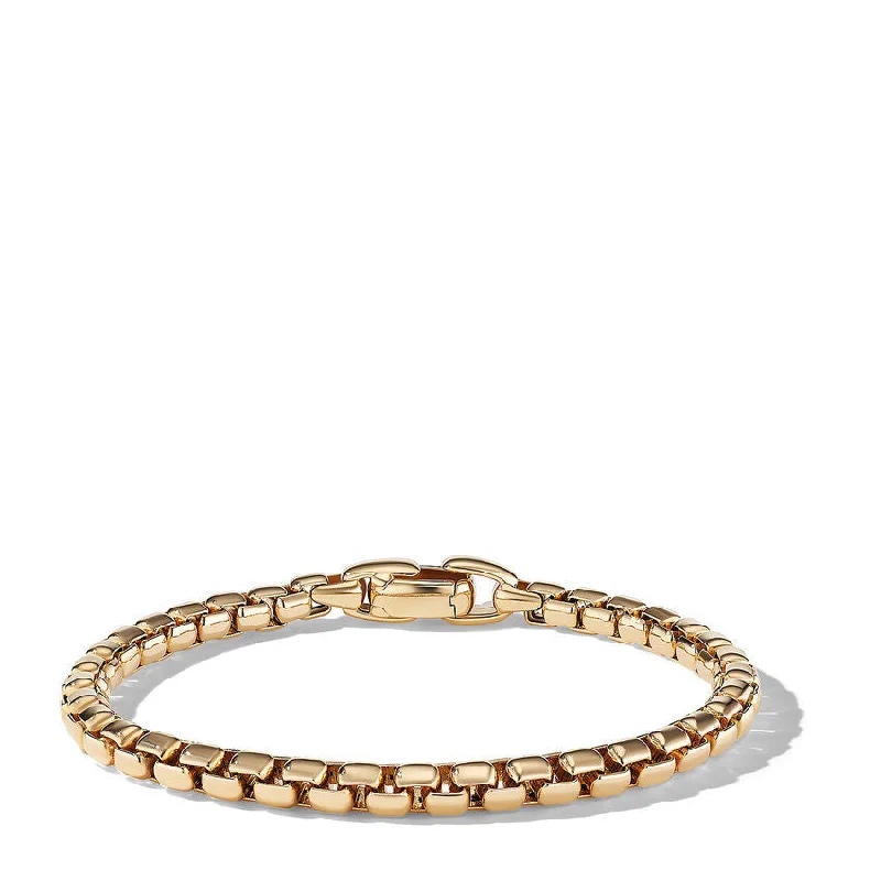 Ladies bracelets champagne diamond designs-DY Box Chain Bracelet in 18K Yellow Gold, 5MM