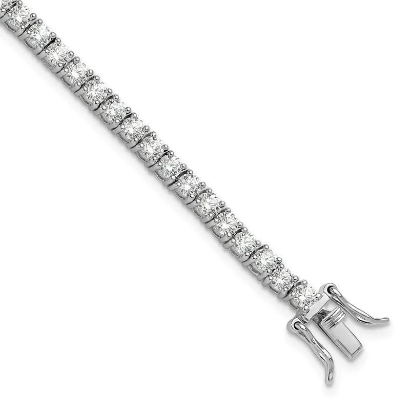 Ladies bracelets Valentine’s Day specials-Sterling Silver Rhodium-plated Polished CZ Tennis Bracelet