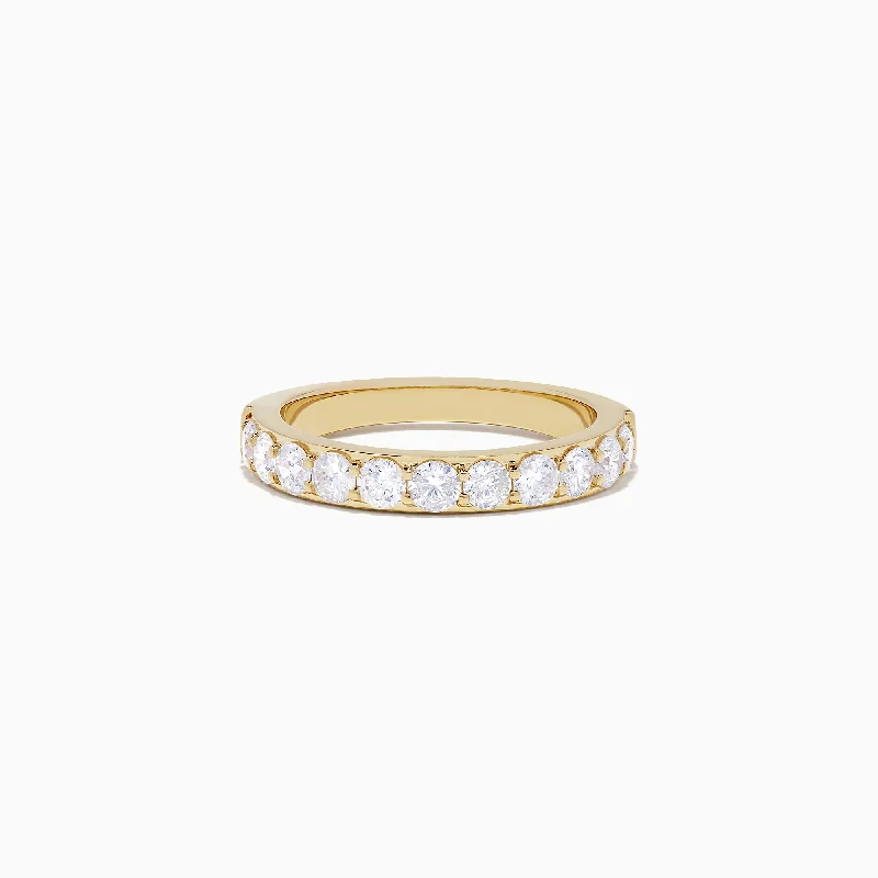 ladies ring affordable eternity-D'Oro 14K Yellow Gold Prong Set Diamond Band, 1.00 TCW