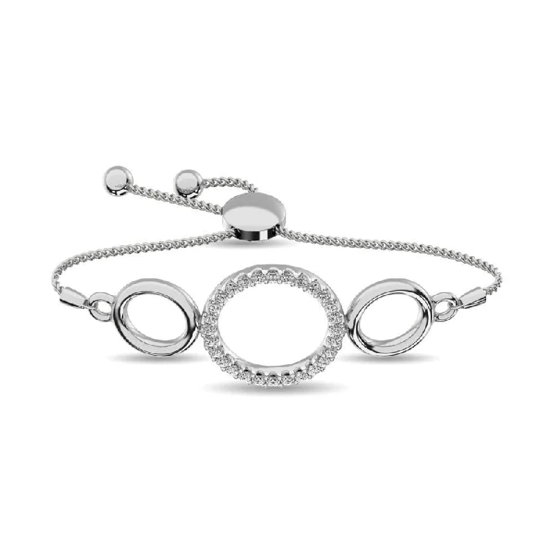 Ladies bracelets Edwardian charm designs-Diamond Circle Bracelet 1/6 ct tw in Sterling Silver