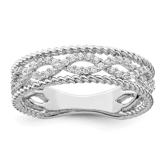 ladies ring delicate multi-stone-Sterling Silver Roped Infinity CZ Band