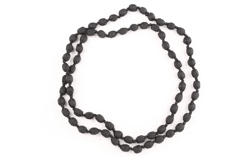 Ladies necklaces avant-garde designs-Black Silk Knotted Necklace