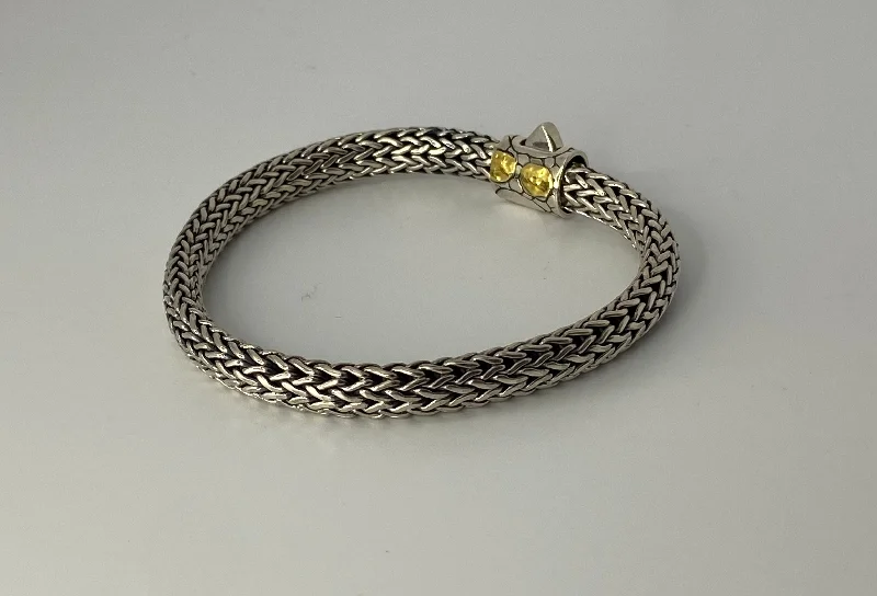 Ladies bracelets loose style bracelets-Gold & Silver Chain Bracelet with Crocodile Motif and Spring Lock Clasp