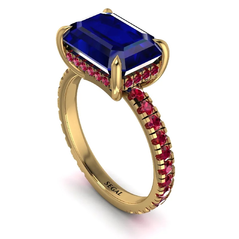 ladies engagement ring constellation eco-friendly-Emerald-Cut Sapphire Pavé Engagement Ring - Daphne No. 58