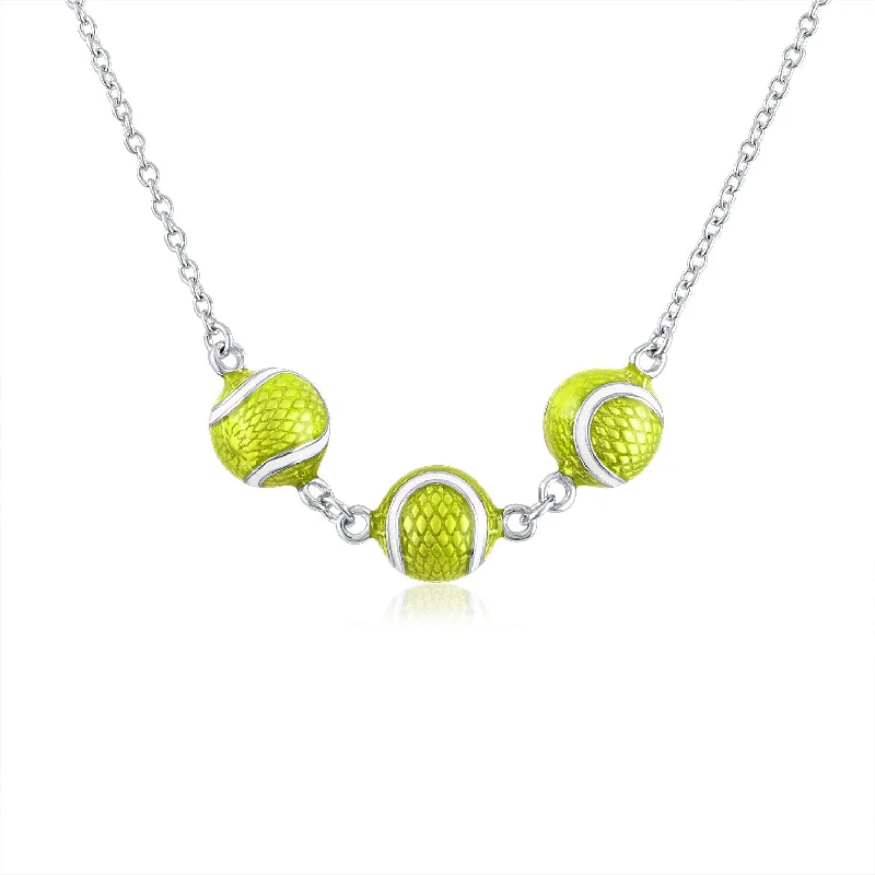 Ladies necklaces budget-friendly finds-Enamel Three Tennis Ball Necklace