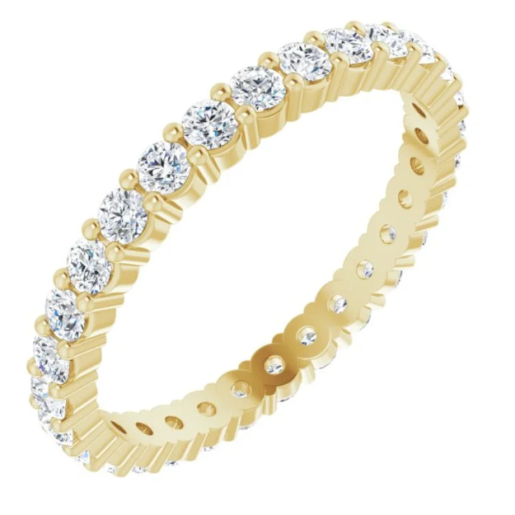 ladies ring subtle bezel-14K Yellow 1 CTW Lab-Grown Diamond Eternity Band Size 7