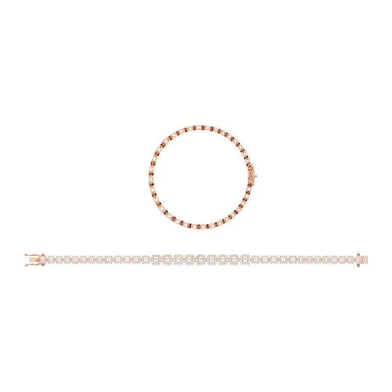 Ladies bracelets iridescent finish designs-14K Rose Gold Diamond 2 1/3 Ct.Tw. Fashion Bracelet