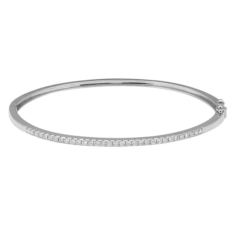 Ladies bracelets intricate contour designs-14K White Gold 1/2ct Diamond Bangle Bracelet