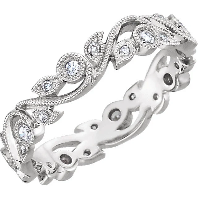 ladies ring affordable radiant cut-1/4 CTW Diamond Scroll Vine Eternity Band