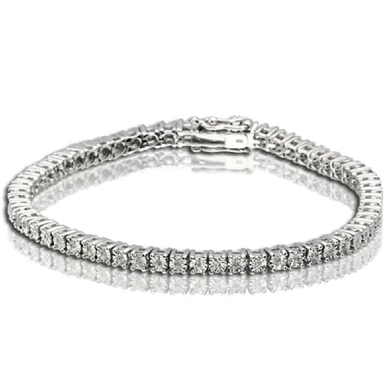 Ladies bracelets love token bracelets-Sterling Silver 1/5 Ct.Tw.Diamond Mount Bracelet