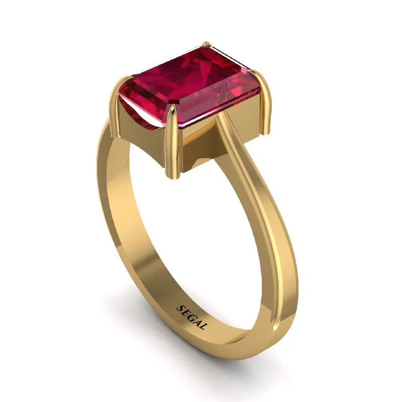 ladies engagement ring beach asscher cut-Emerald Cut Ruby Solitaire Engagement Ring - Lana No. 10