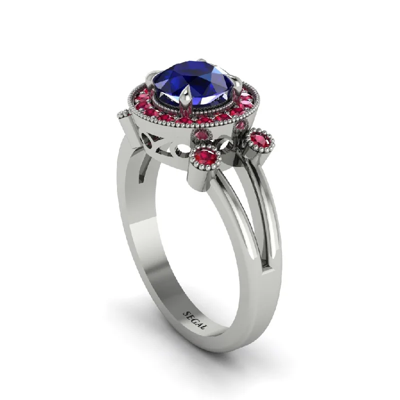 ladies engagement ring celestial eco-friendly-Radiant Sapphire Halo Gold Engagement Ring - Madilyn No. 60